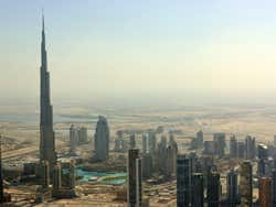 Downtown Dubai dall'elicottero